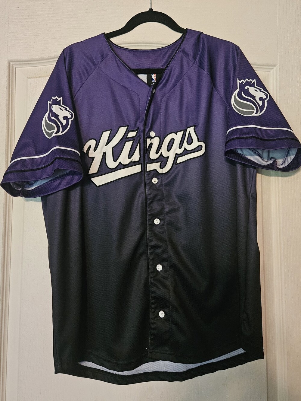 NBA Sacramento Kings Gradient Button-Up Jersey in Purple and Black